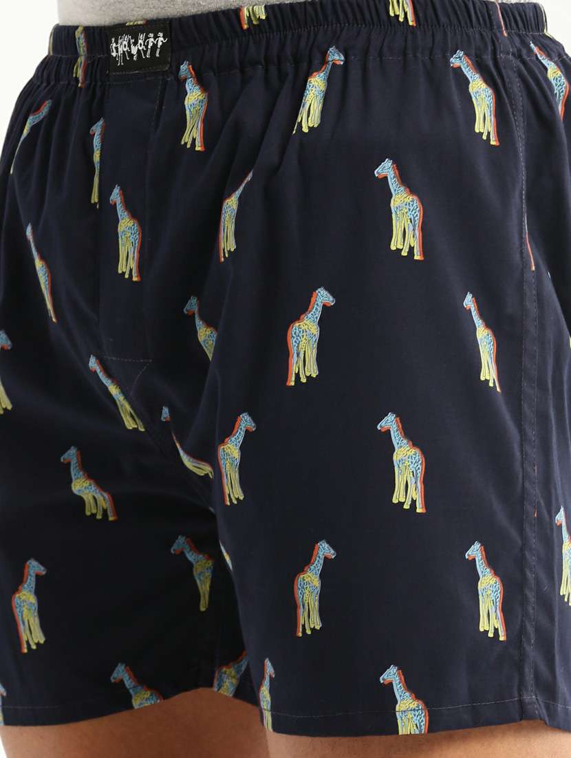 navy blue printed cotton blend boxer - 20597927 -  Standard Image - 5