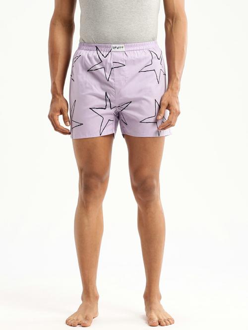 lavender geometric print cotton blend boxer - 20597928 - Standard Image - 0