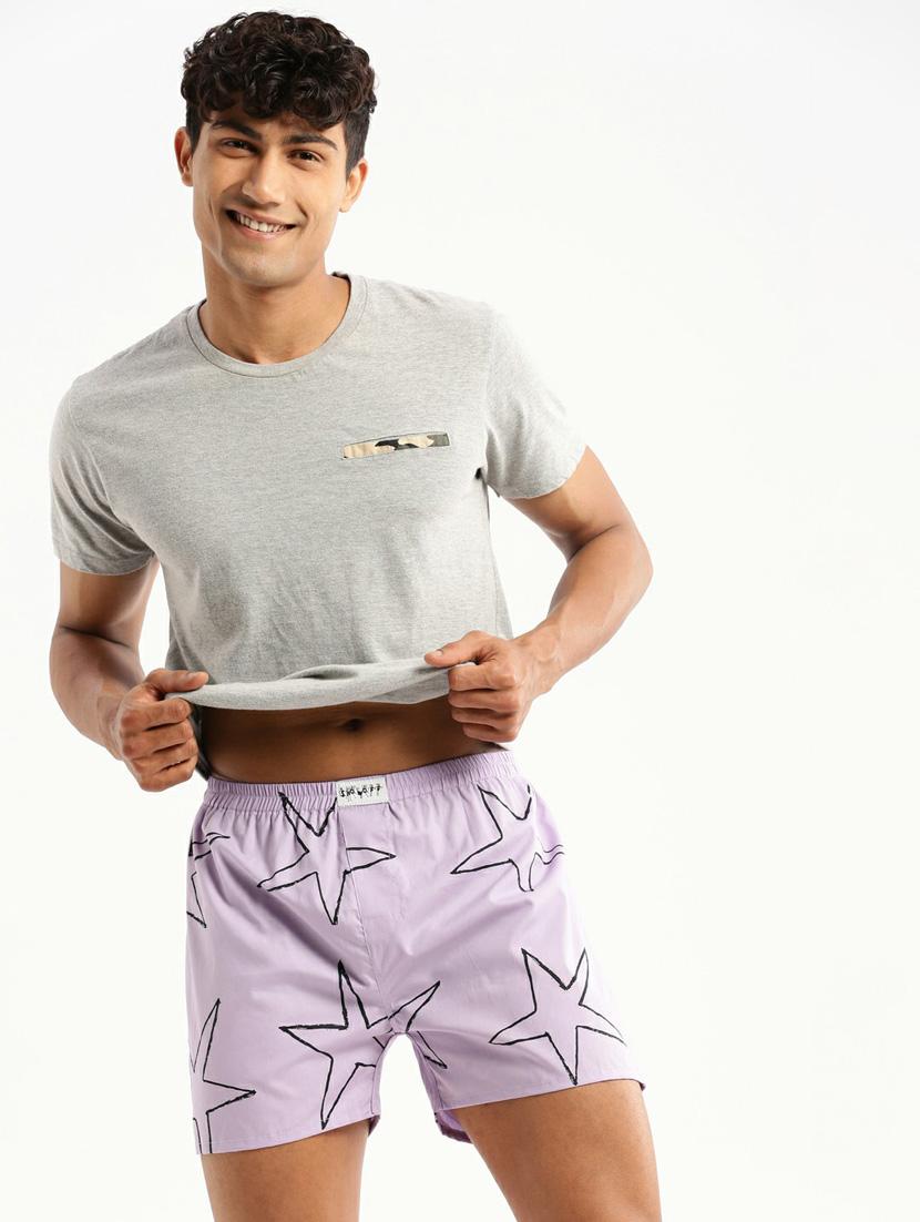 lavender geometric print cotton blend boxer - 20597928 - Standard Image - 3