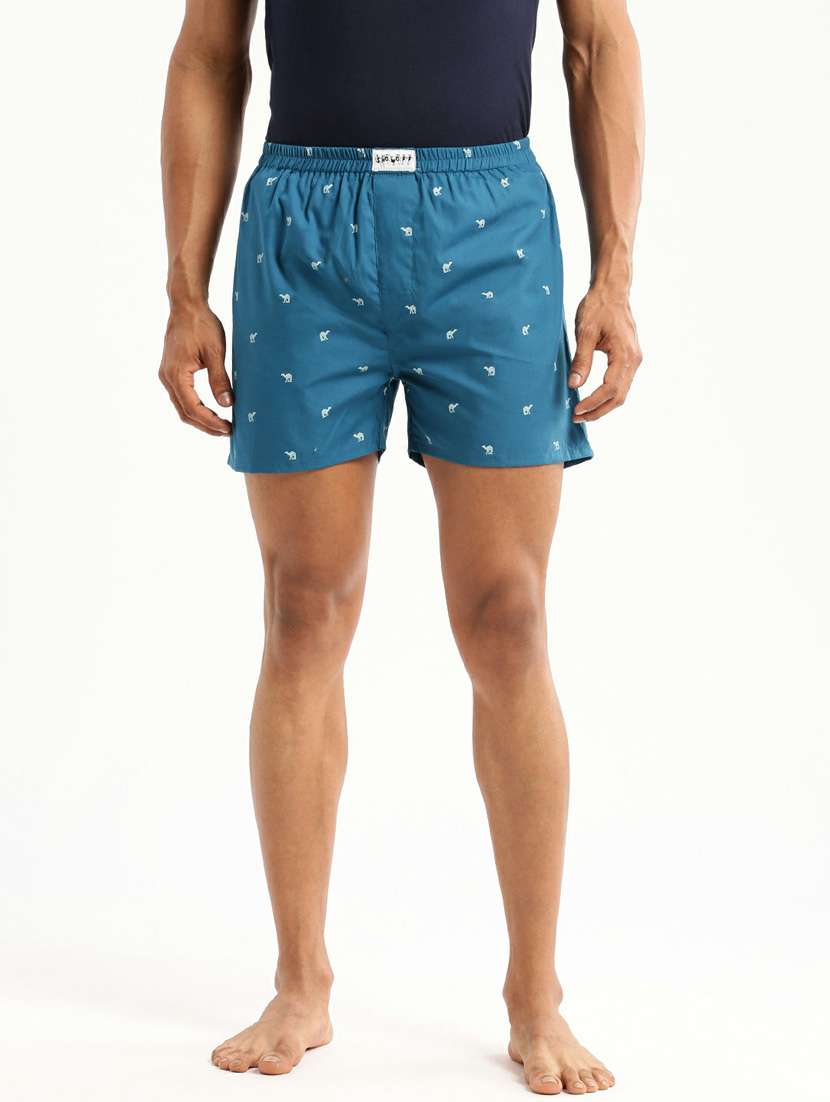 dark blue micro printed cotton blend boxer - 20597929 -  Zoom Image - 0