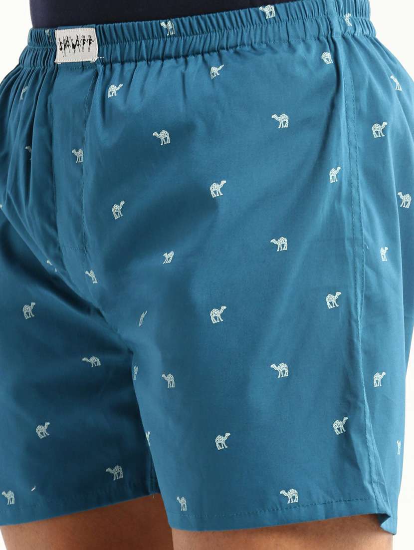 dark blue micro printed cotton blend boxer - 20597929 -  Standard Image - 5