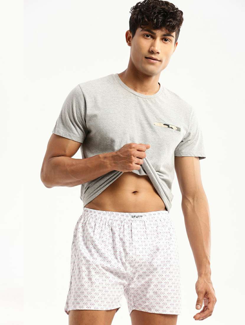 white all over printed cotton blend boxer - 20597930 -  Standard Image - 3