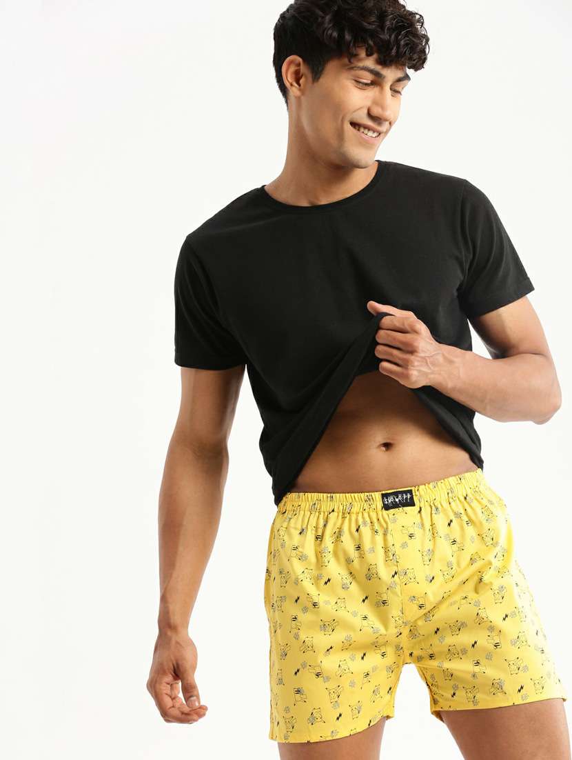 yellow all over printed cotton blend boxer  - 20597931 -  Standard Image - 3