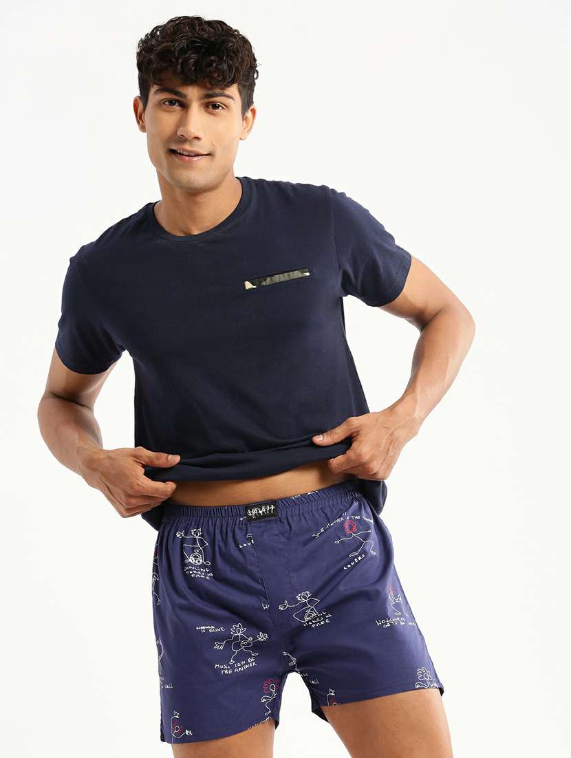 blue quirky print cotton blend boxer - 20597932 -  Standard Image - 3