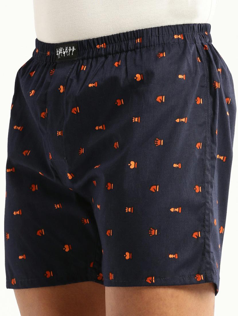 navy blue micro prints cotton blend boxer - 20597934 - Standard Image - 5