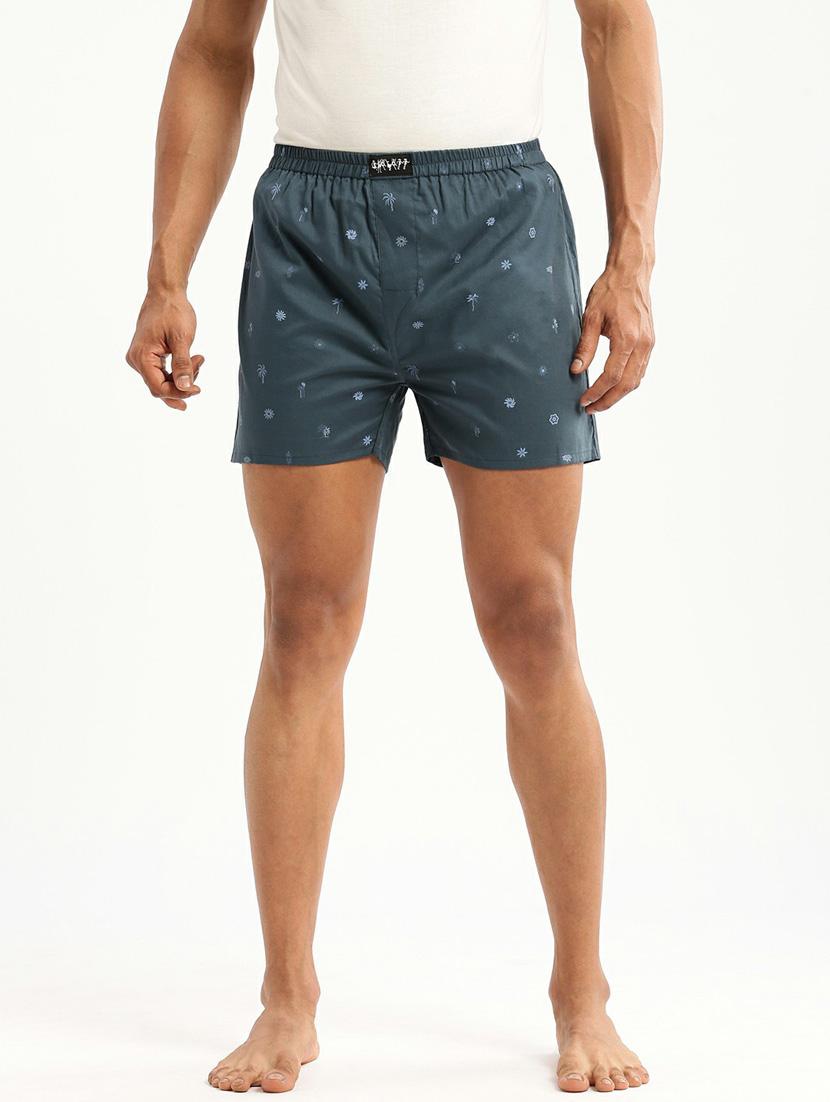dark blue micro printed cotton blend boxer - 20597936 - Zoom Image - 0