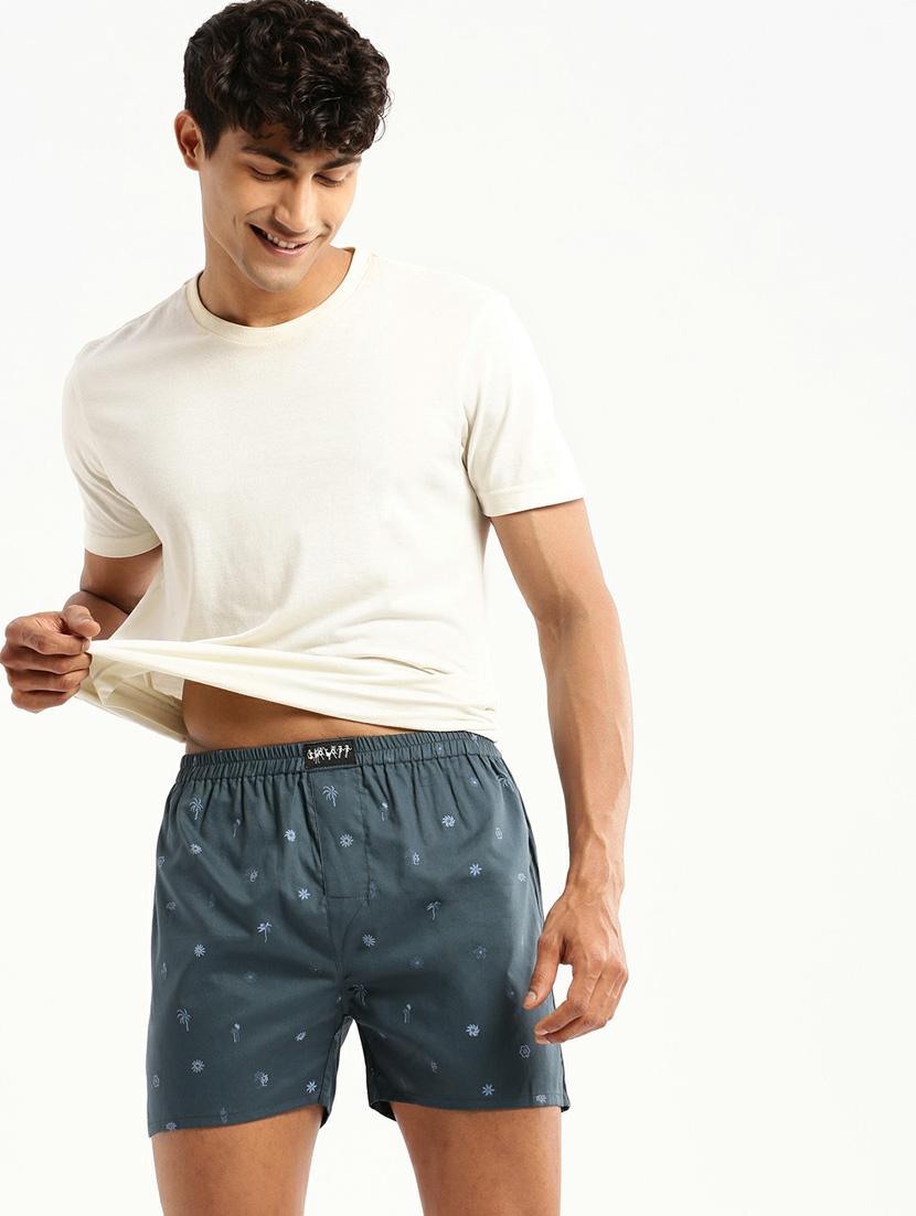 dark blue micro printed cotton blend boxer - 20597936 - Standard Image - 3