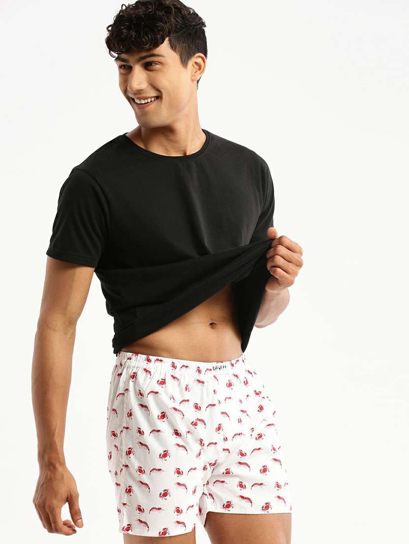 white all over printed cotton blend boxer - 20597937 -  Standard Image - 3