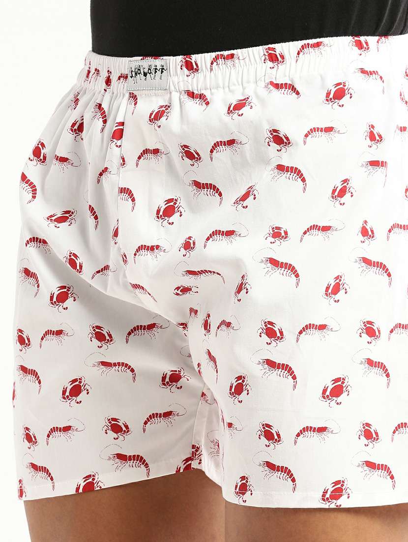 white all over printed cotton blend boxer - 20597937 -  Standard Image - 5