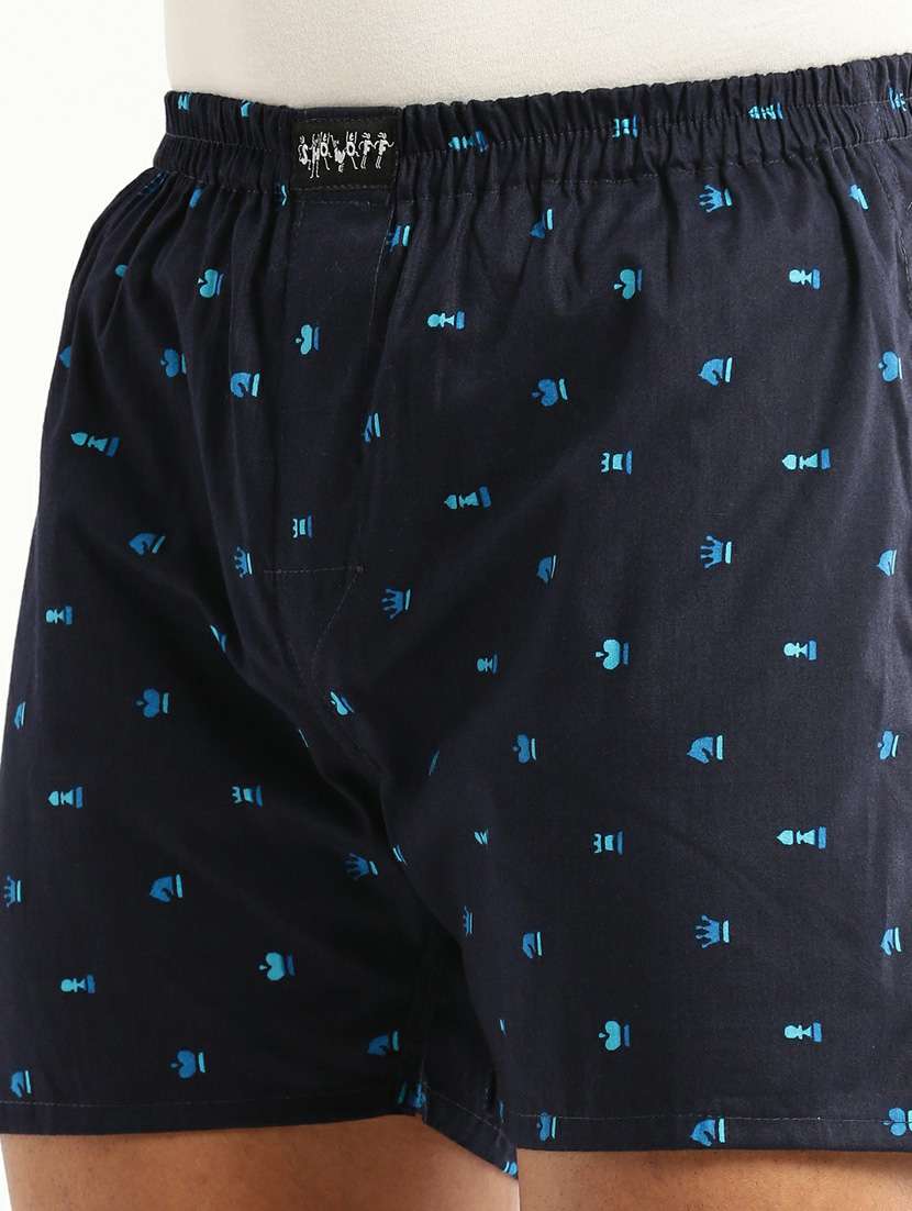 navy blue micro prints cotton blend boxer - 20597940 -  Standard Image - 5