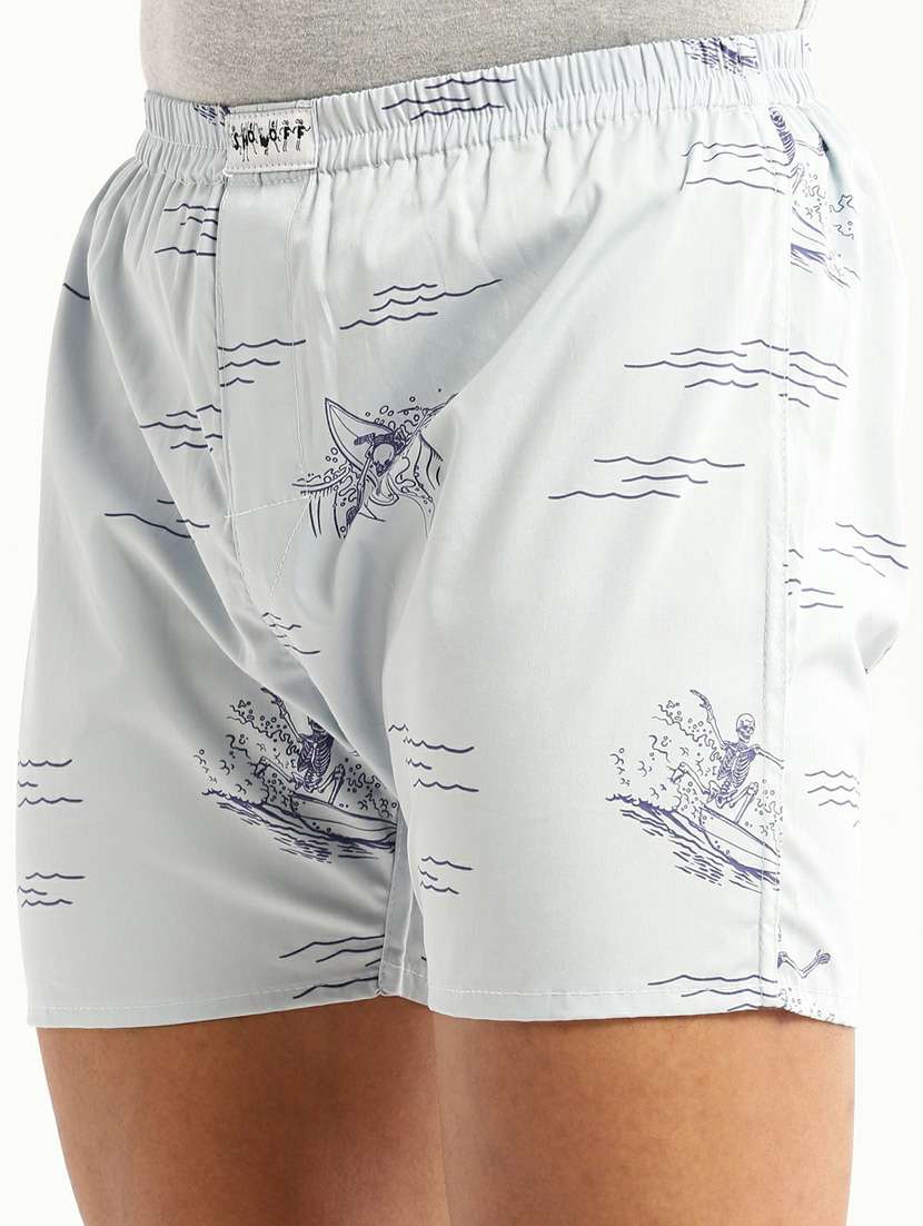 light blue printed cotton blend boxer - 20597941 - Standard Image - 5