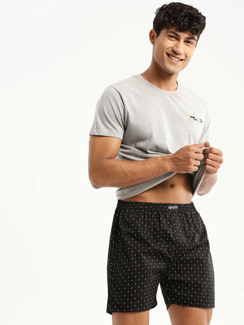 black all over printed cotton blend boxer - 20597942 -  Standard Image - 3