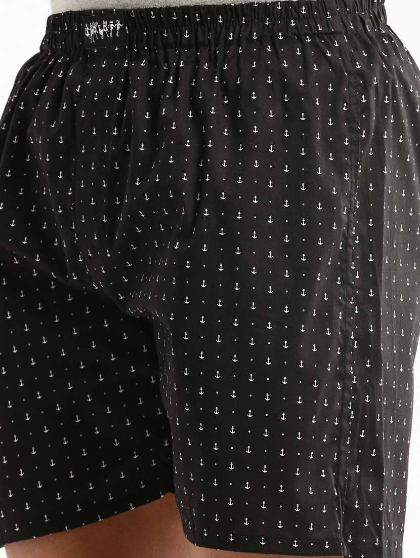 black all over printed cotton blend boxer - 20597942 -  Standard Image - 5