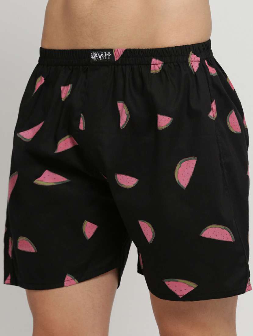 black quirky printed cotton blend boxer - 20597944 -  Standard Image - 5