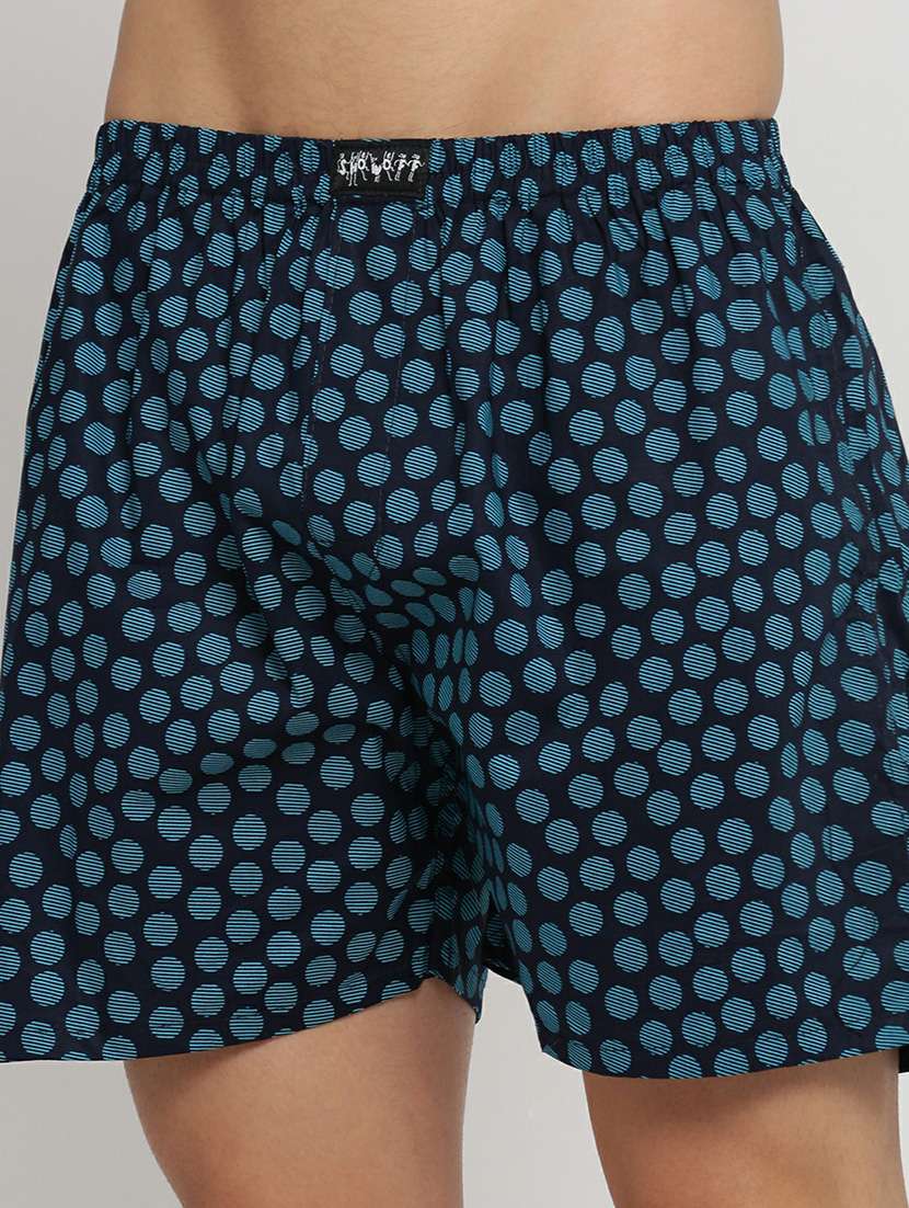 navy blue all over printed cotton blend boxer - 20597946 -  Standard Image - 5