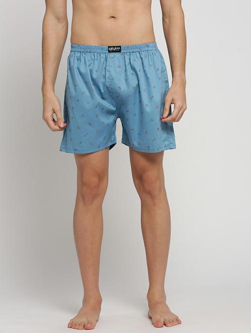 light blue micro prints cotton blend boxer - 20597948 - Standard Image - 0