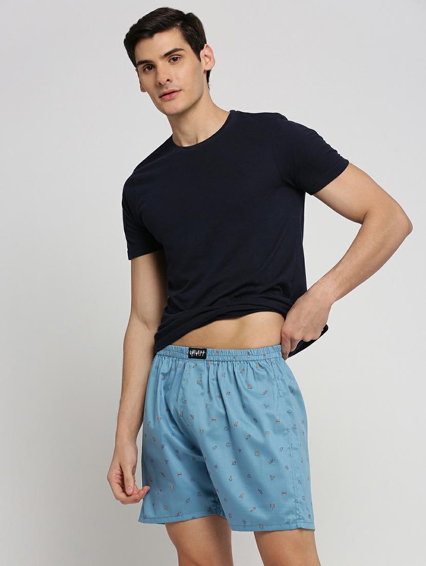 light blue micro prints cotton blend boxer - 20597948 - Standard Image - 3