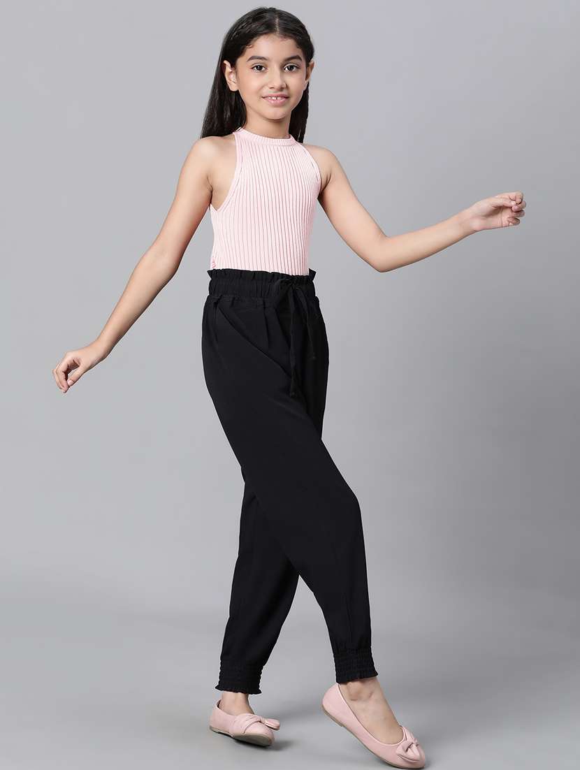 girls solid jogger trouser - 20598262 -  Standard Image - 3