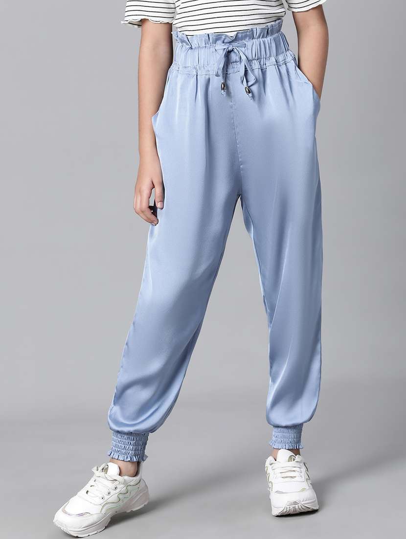 girls solid jogger trouser