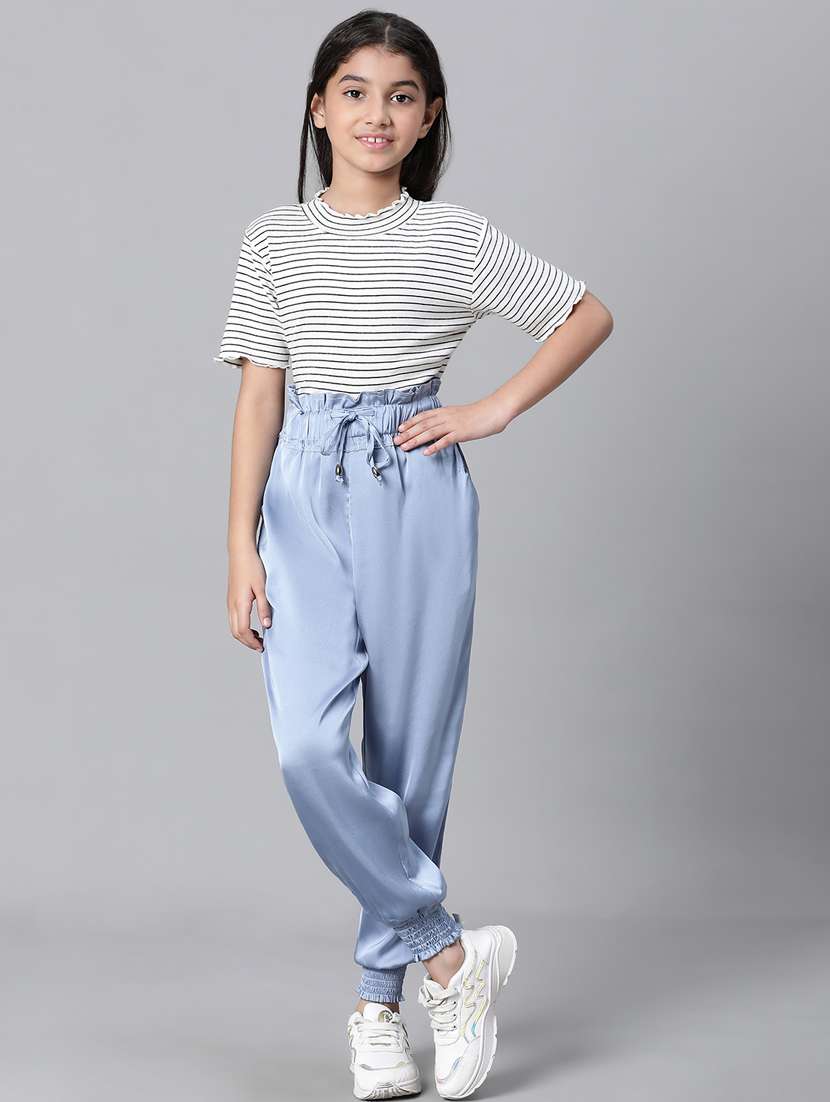 girls solid jogger trouser - 20598263 -  Standard Image - 3