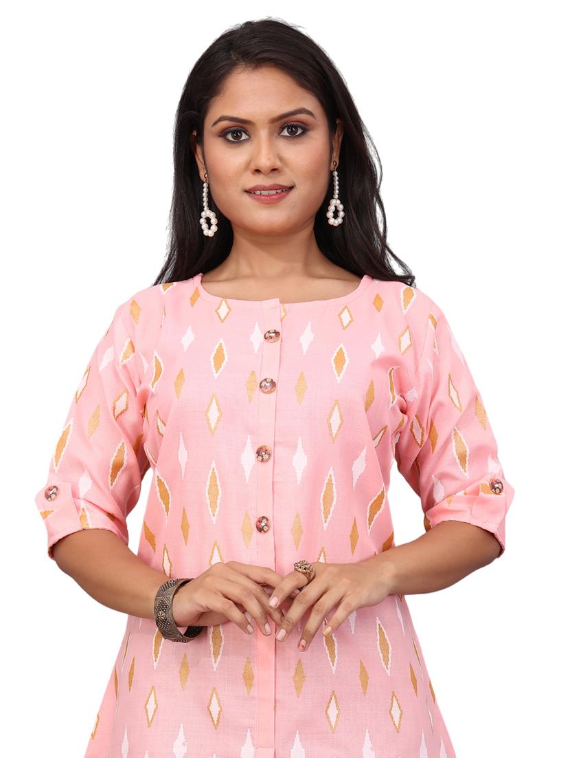 pink cotton blend a-line top - 20598324 - Standard Image - 5