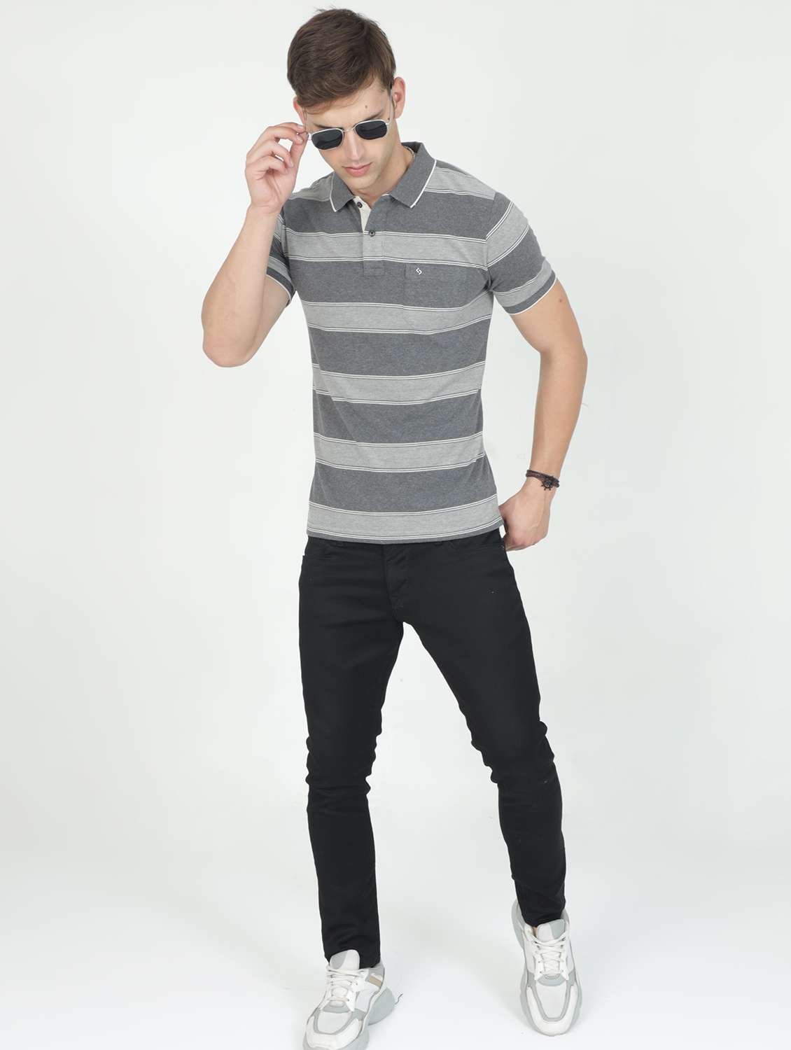 men polo neck striped t-shirt - 20598388 - Standard Image - 3