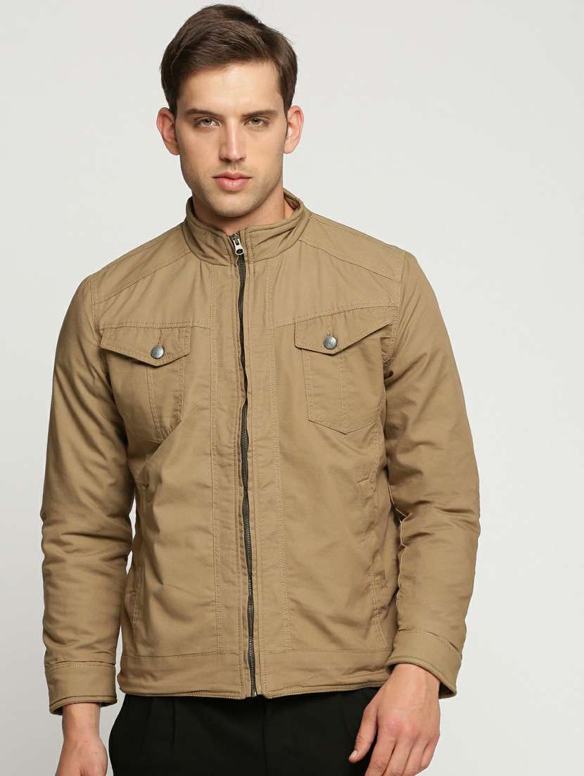 brown cotton bomber jacket - 20598505 - Zoom Image - 0