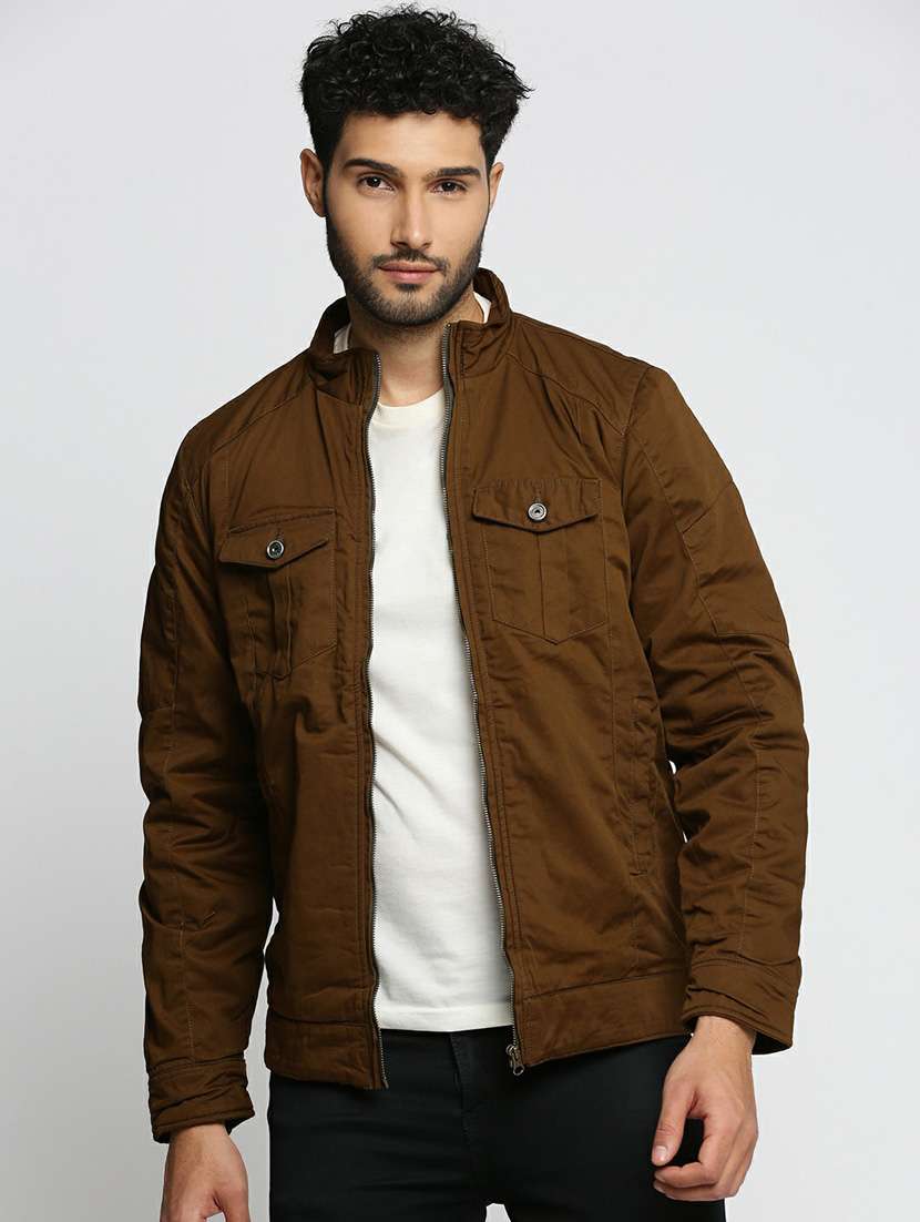 brown cotton bomber jacket - 20598506 - Zoom Image - 0