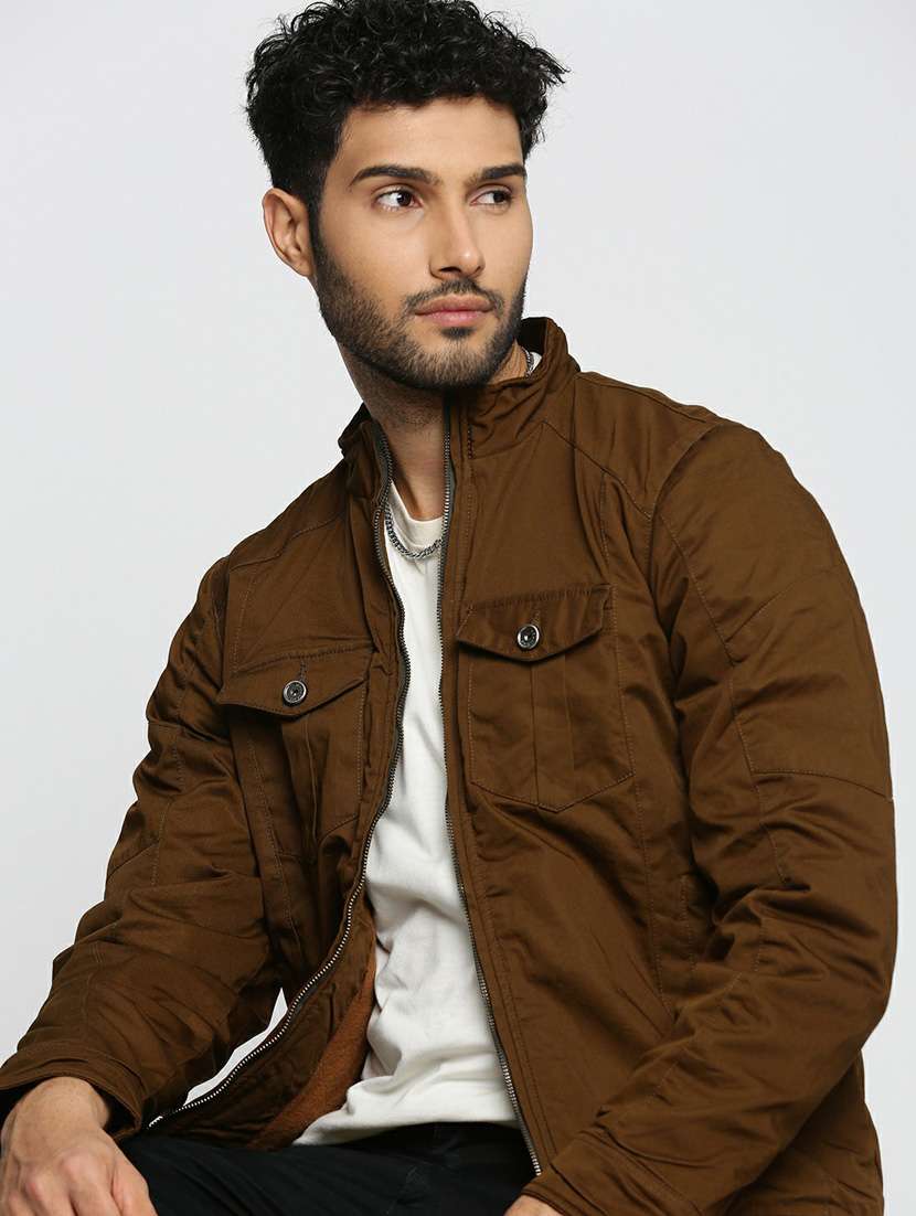 brown cotton bomber jacket - 20598506 - Standard Image - 3