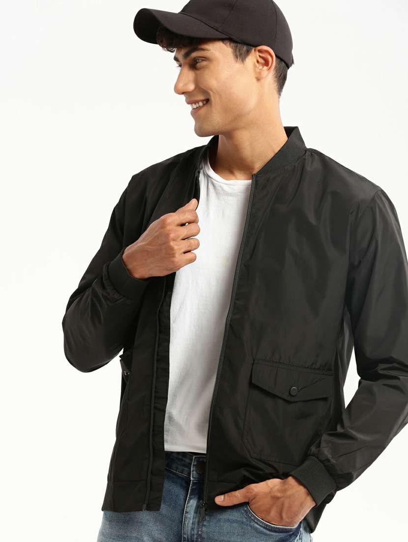 black nylon bomber jacket - 20598515 - Standard Image - 3
