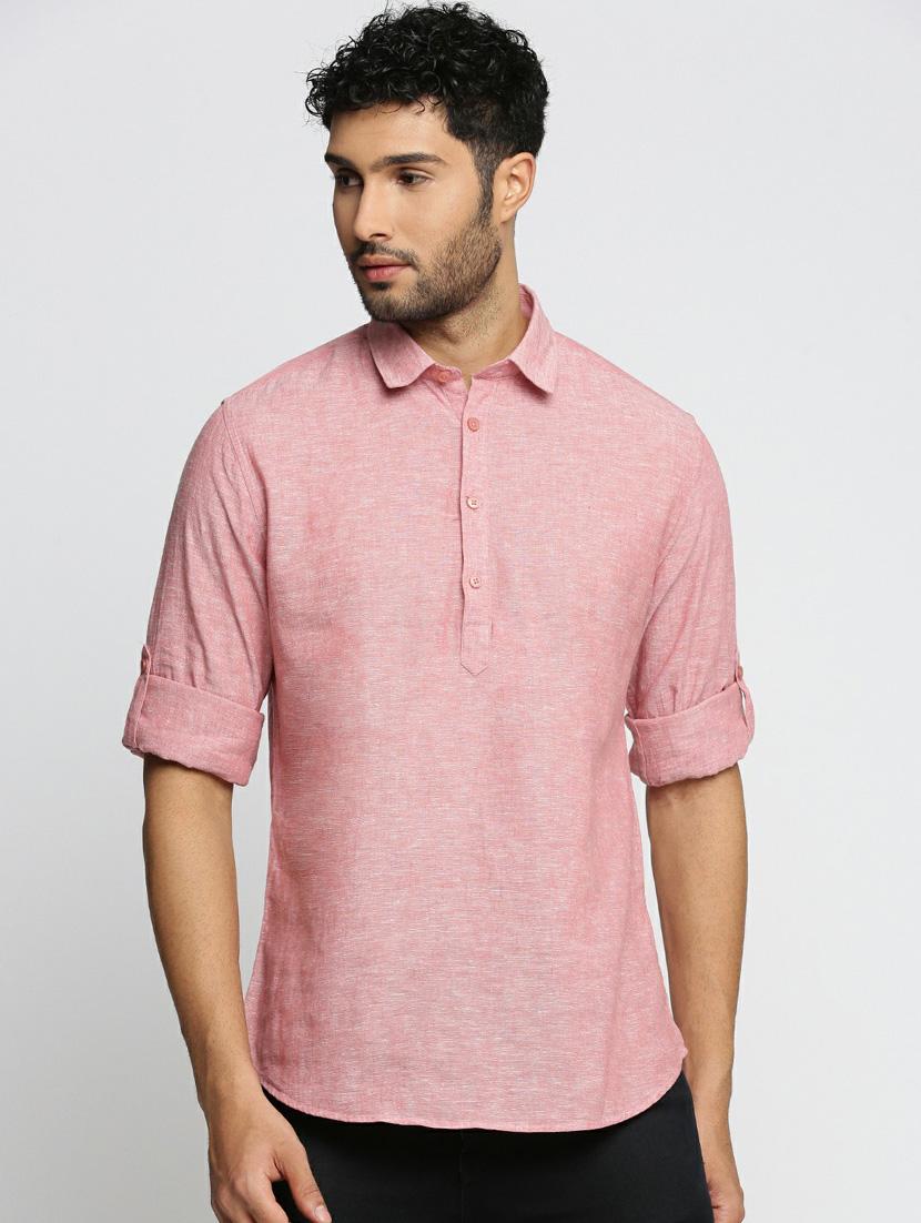 men solid linen short kurta - 20598549 - Zoom Image - 0