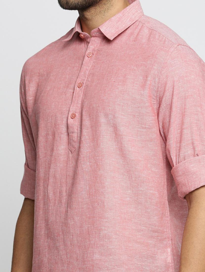 men solid linen short kurta - 20598549 - Standard Image - 5