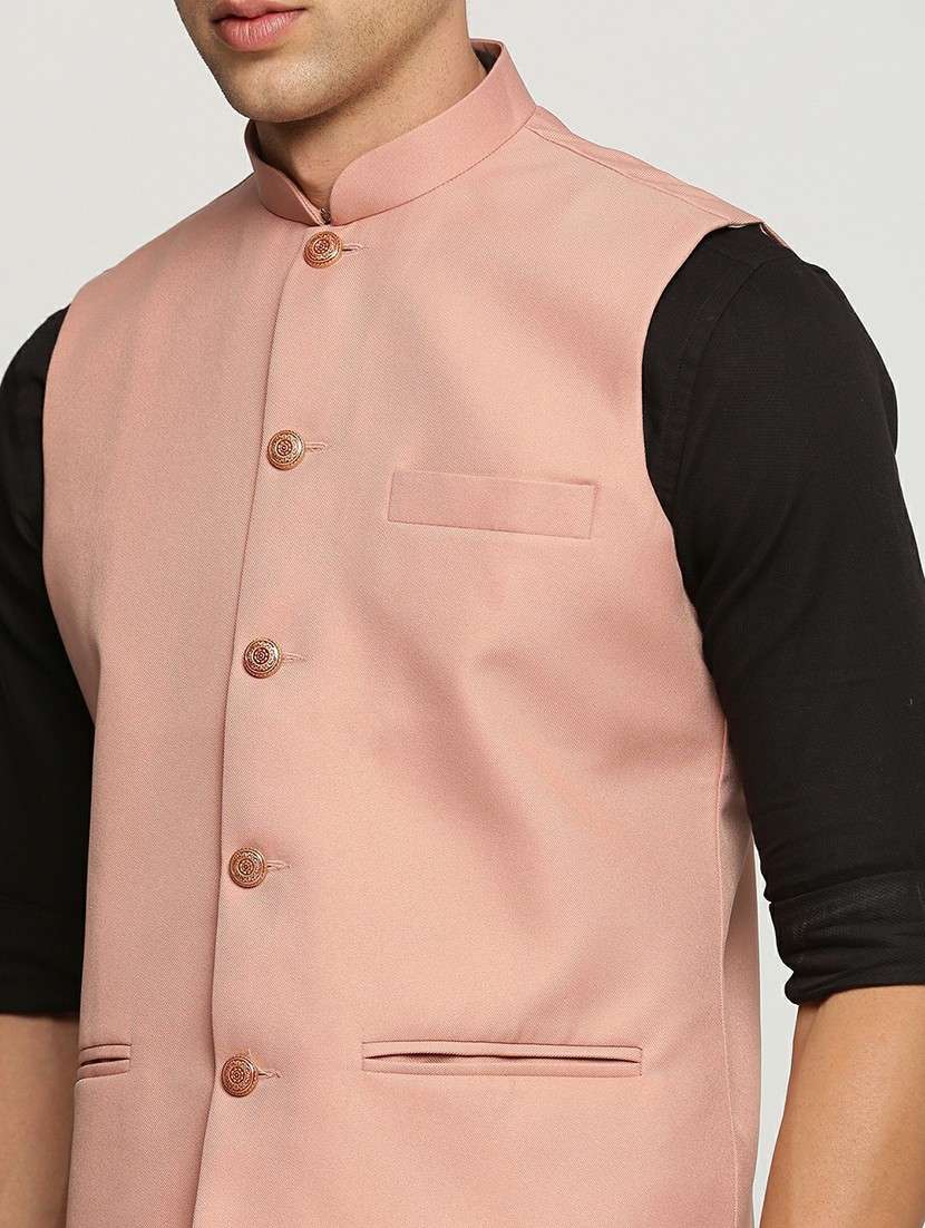 men's slim fit mandarin collar solid nehru jacket - 20598576 -  Standard Image - 5