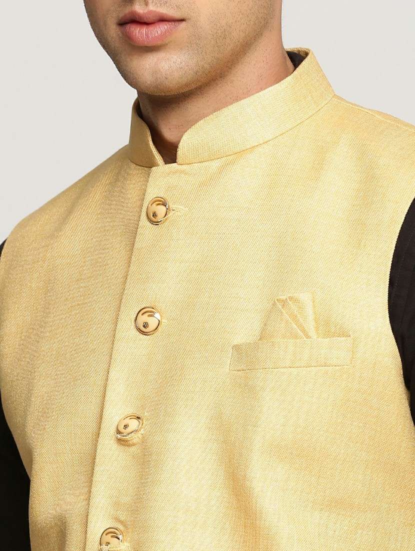 men's slim fit mandarin collar solid nehru jacket - 20598586 -  Standard Image - 5