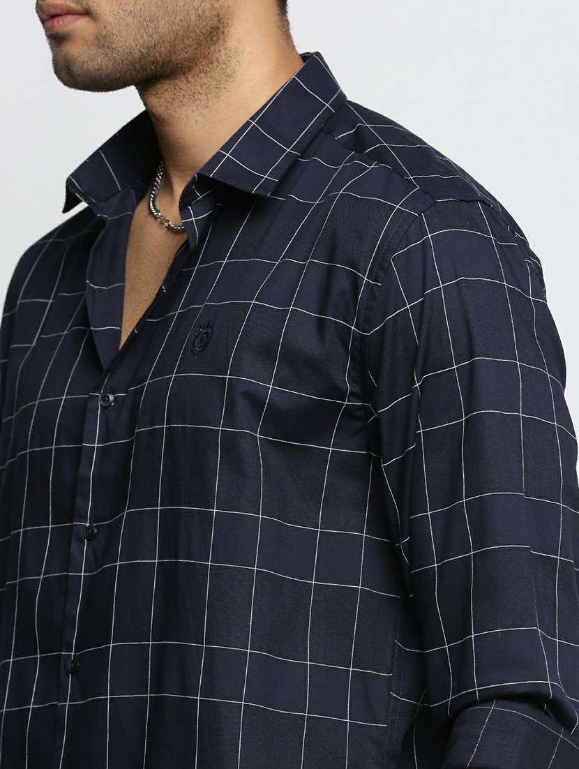 navy blue cotton blend casual shirt - 20598603 - Standard Image - 5