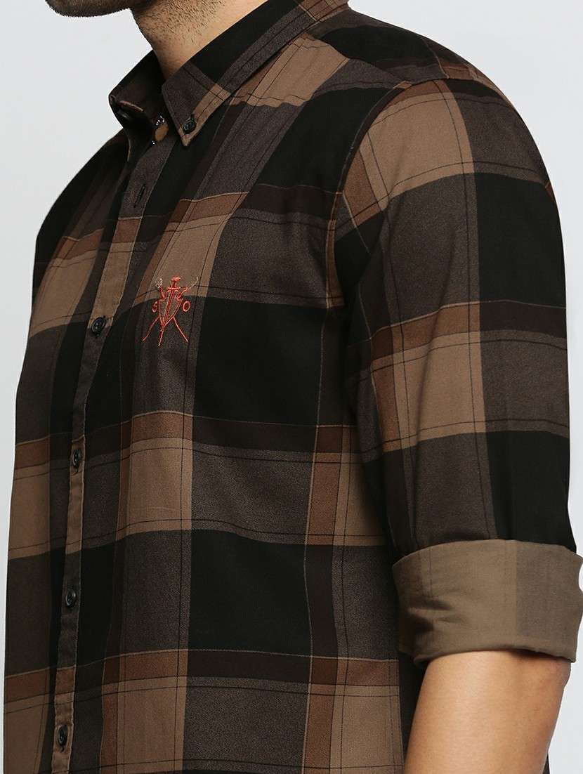 brown cotton blend casual shirt - 20598604 -  Standard Image - 5