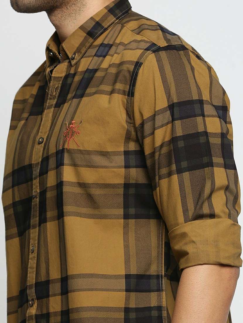 mustard cotton blend casual shirt - 20598605 -  Standard Image - 5