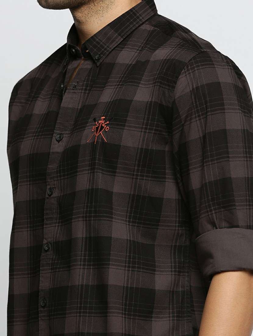 grey cotton blend casual shirt - 20598606 -  Standard Image - 5