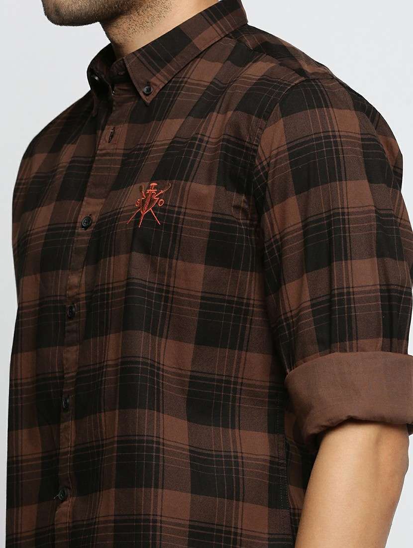 brown cotton blend casual shirt - 20598608 -  Standard Image - 5