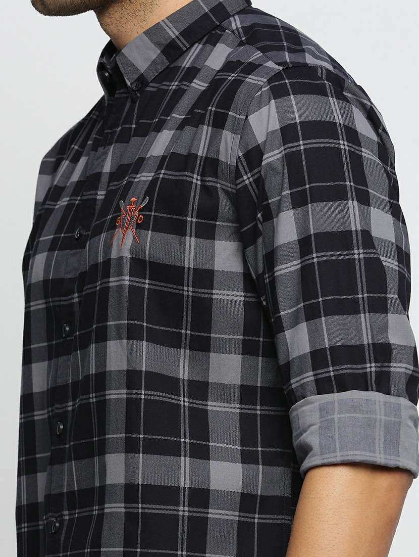 navy blue cotton blend casual shirt - 20598613 -  Standard Image - 5