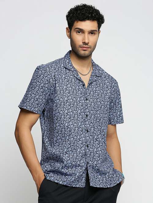 blue cotton blend casual shirt - 20598618 -  Standard Image - 0