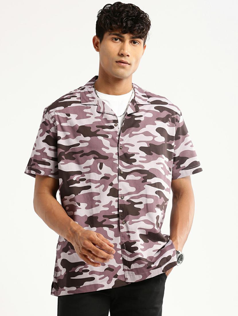lavender cotton blend casual shirt - 20598621 - Zoom Image - 0