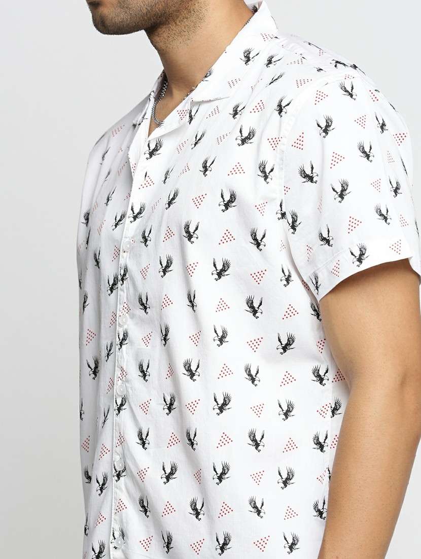 white cotton blend casual shirt - 20598628 -  Standard Image - 5