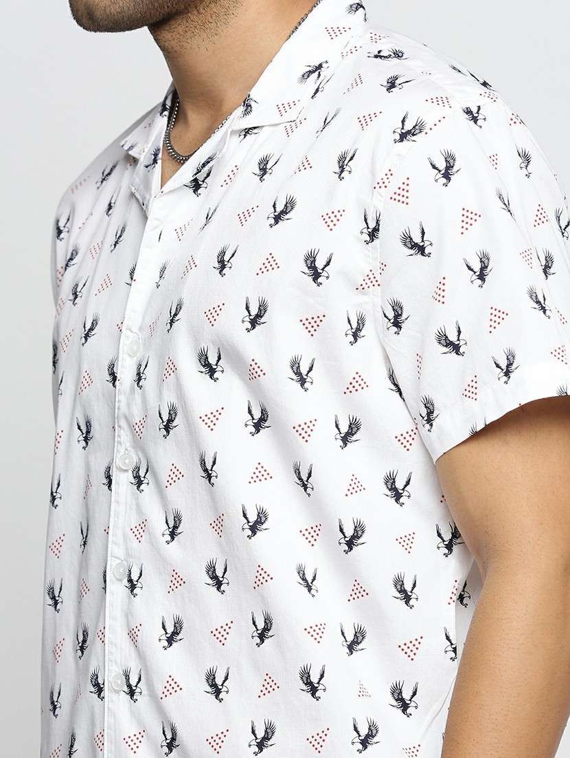 white cotton blend casual shirt - 20598630 -  Standard Image - 5