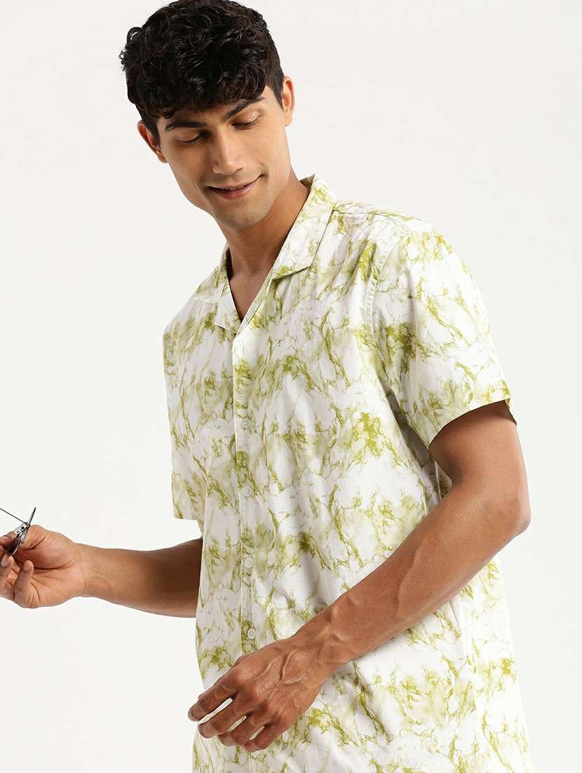 white cotton blend casual shirt - 20598633 -  Standard Image - 3