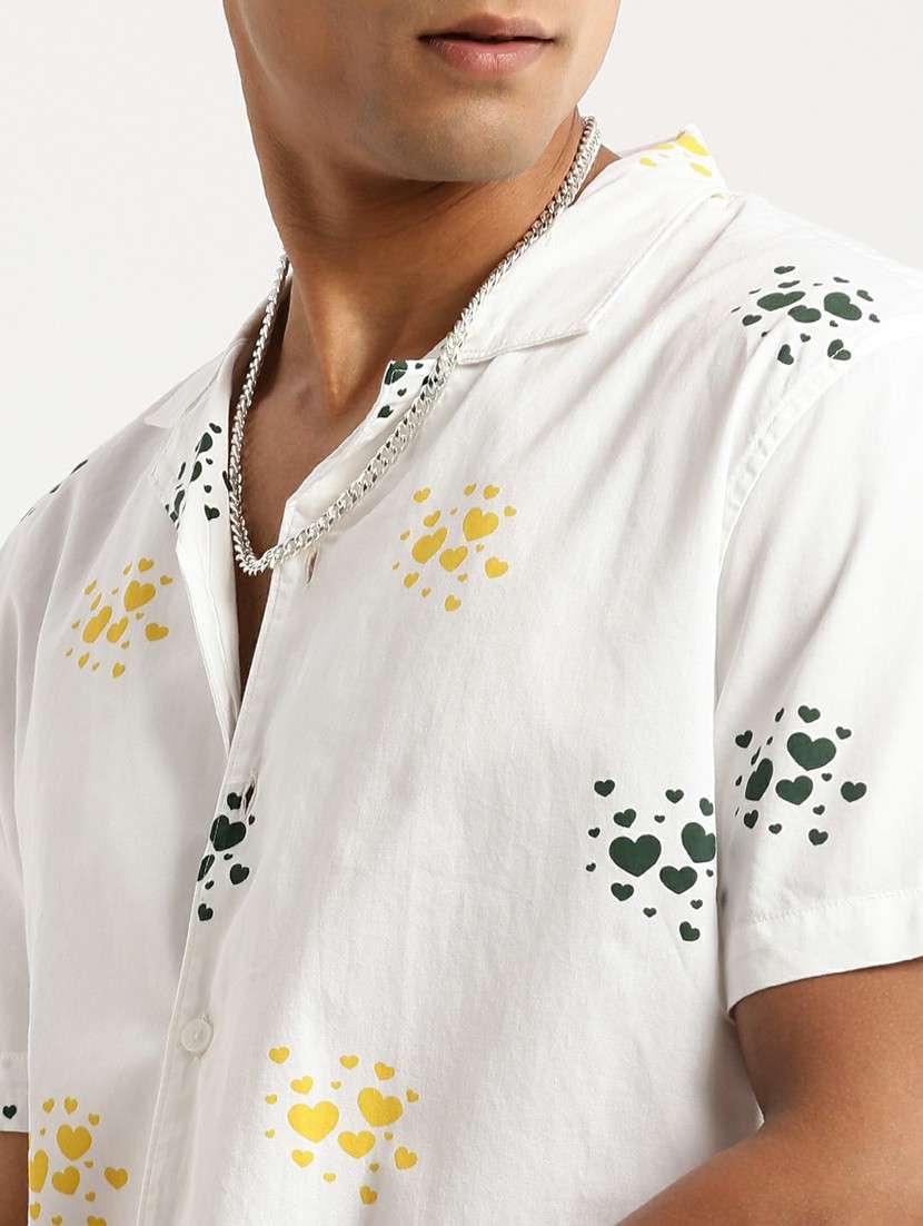 white cotton blend casual shirt - 20598636 -  Standard Image - 5
