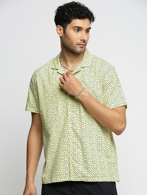 yellow cotton blend casual shirt - 20598639 - Standard Image - 0