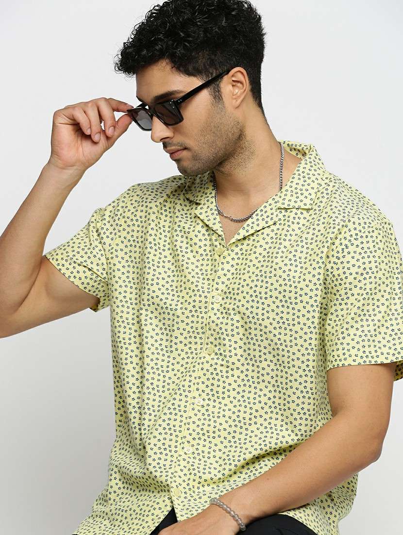 yellow cotton blend casual shirt - 20598639 - Standard Image - 3