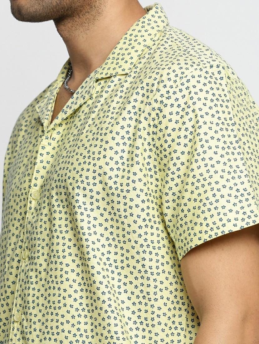 yellow cotton blend casual shirt - 20598639 - Standard Image - 5