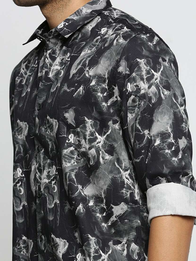 black cotton blend casual shirt - 20598641 -  Standard Image - 5